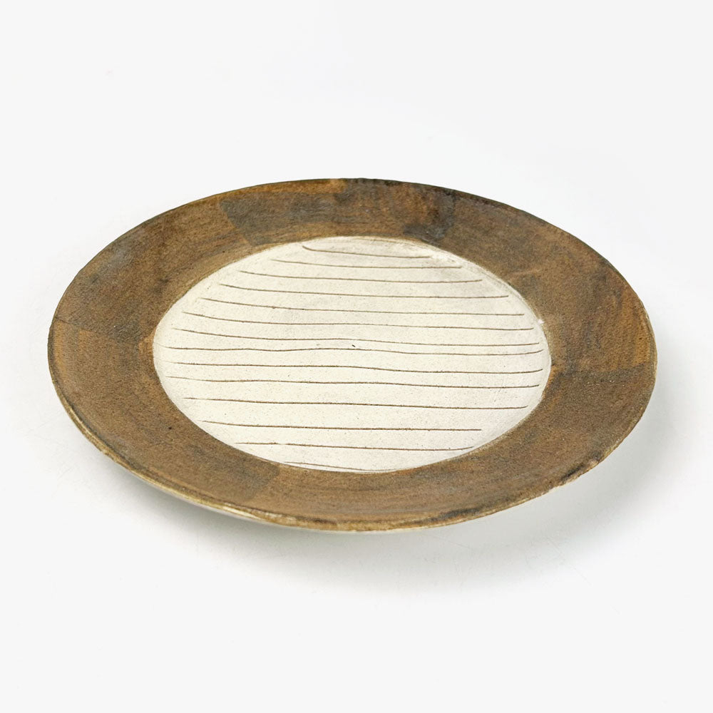 Rim Plate Stripe Brown (8"D) by rutawa rawajifu