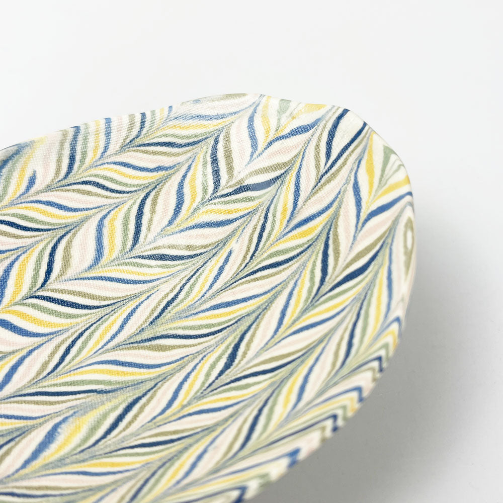 Small Footed Dish Nerikomi Yagasuri (4.5" x 3.5") image 4