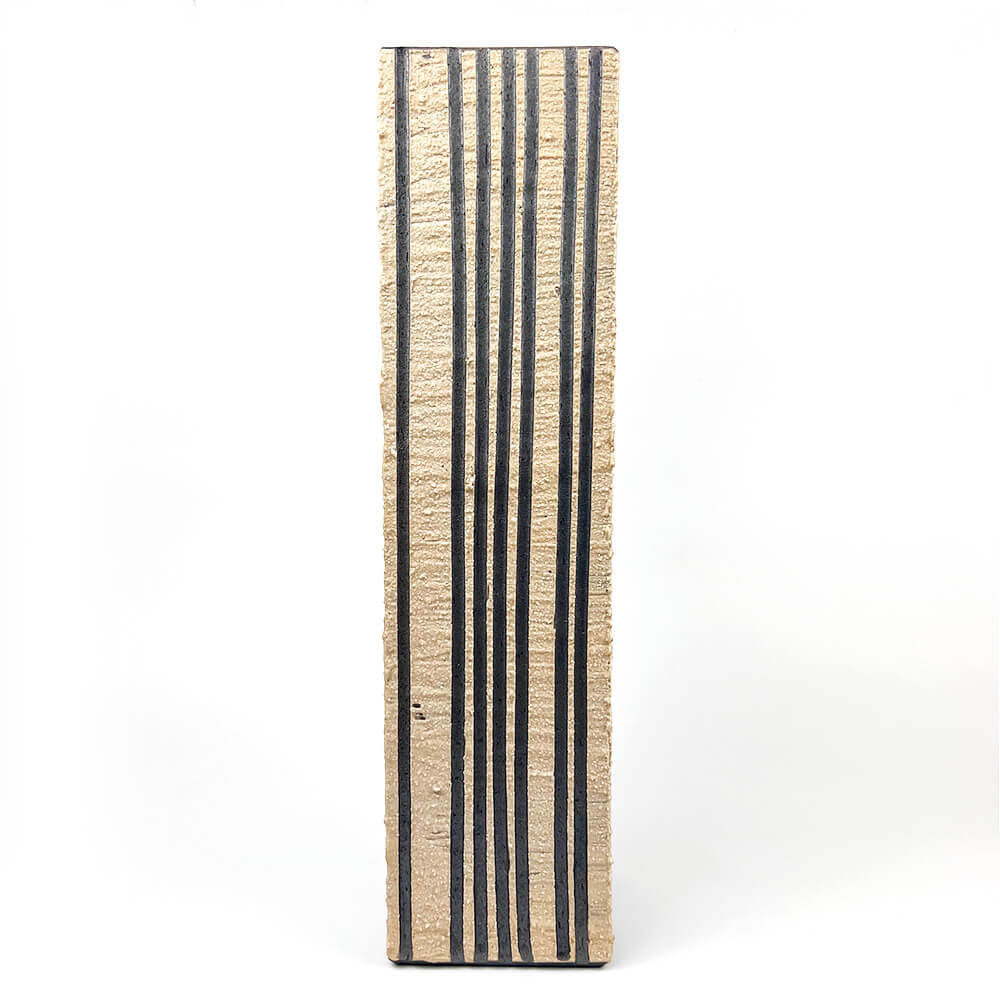 Shigaraki Rectangular Striped Pattern Vase (14.75"H) image 2