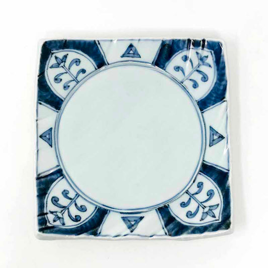SQ. Plate Sometsuke (7.5"D) by Bunga Yamamoto/ Hoju-gama image 0