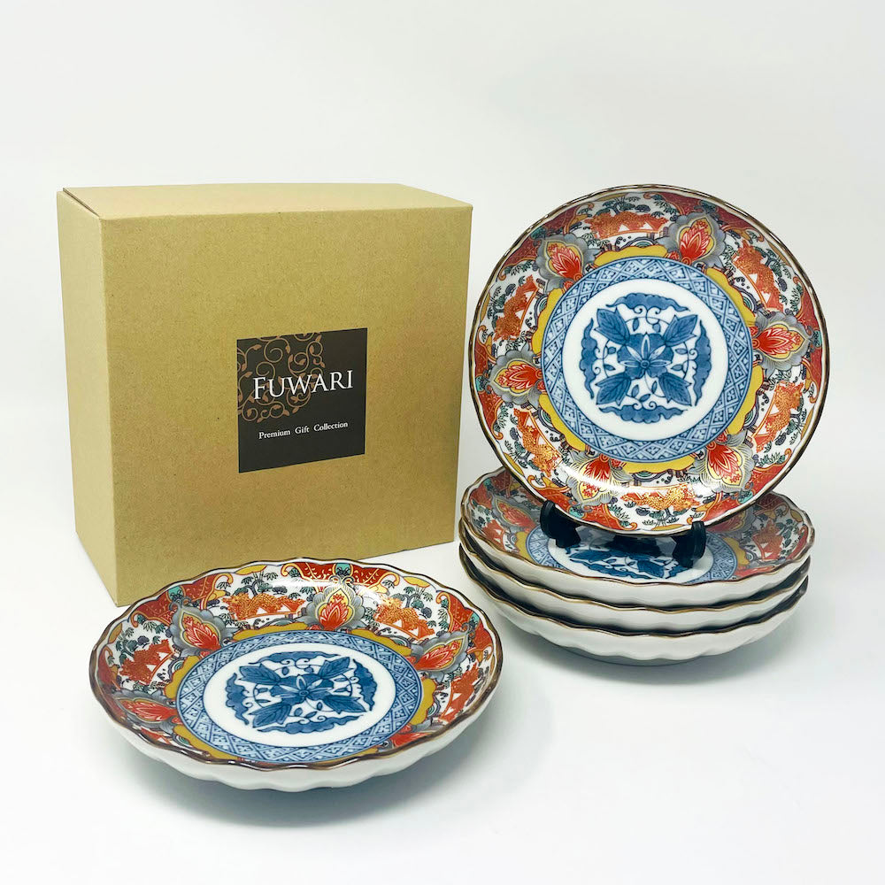 Minokayi Plate Set of 5 Somenishiki Imari  (6.5"D) image 6