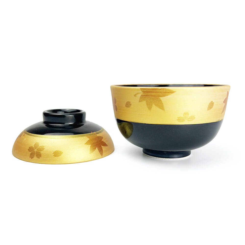 Cov.Bowl Gold Cherry Blossom and Maple Leaf image 1