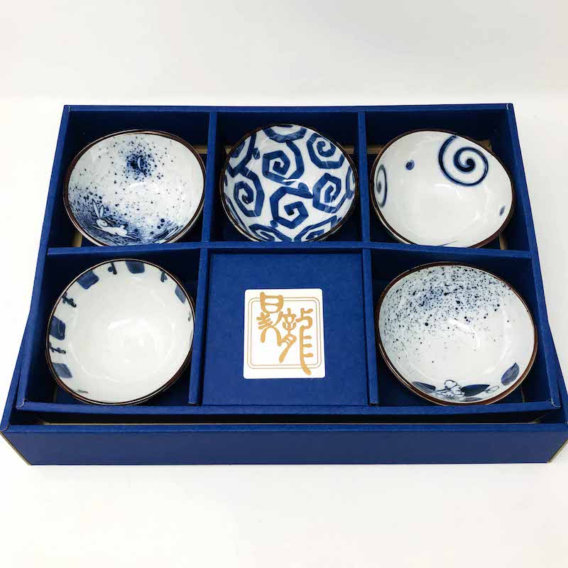 Kobachi Bowl Set of 5 Sometsuke Blue (4.25"D) image 0