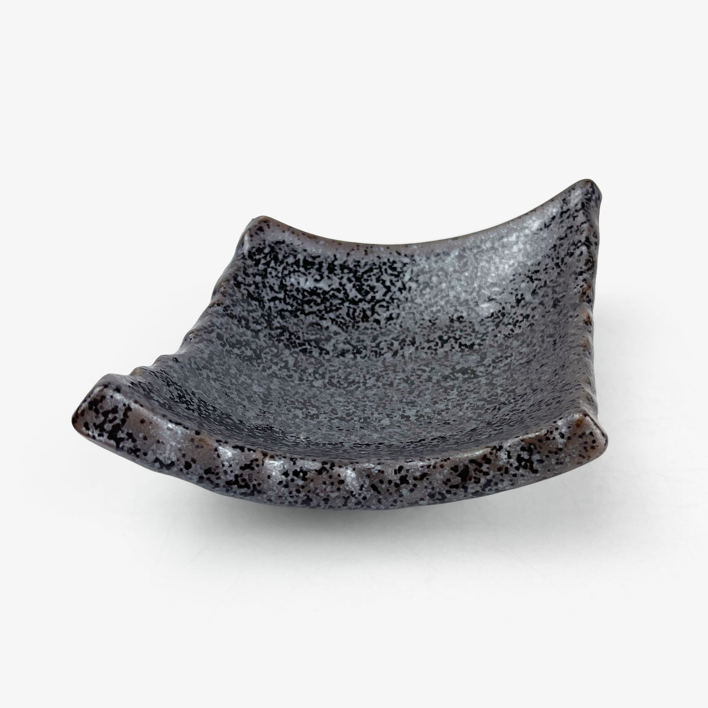 Footed Small Chinmi Dish Rhombus Tenmoku (5.5"x4.25")