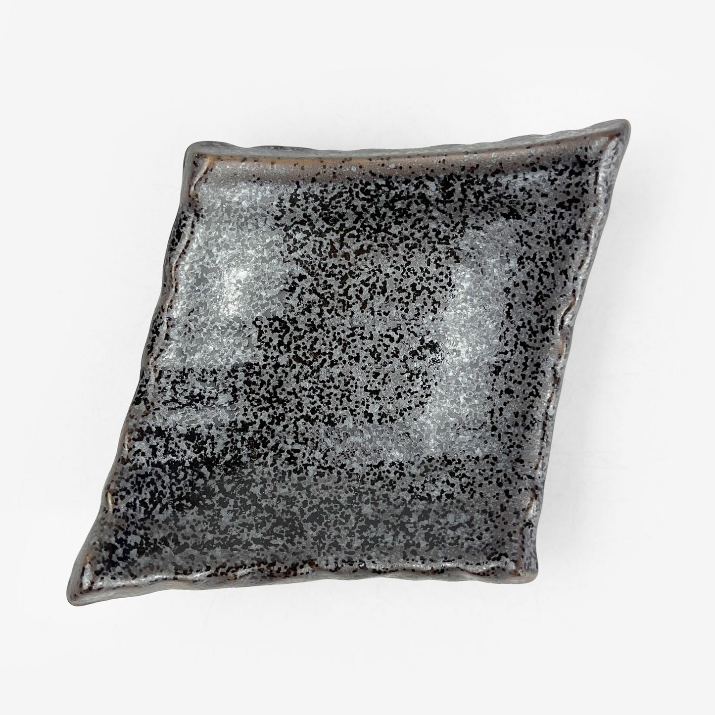 Footed Small Chinmi Dish Rhombus Tenmoku (5.5"x4.25")