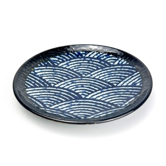 Navy Blue Seigaiha Plate (6.5"D) image 1