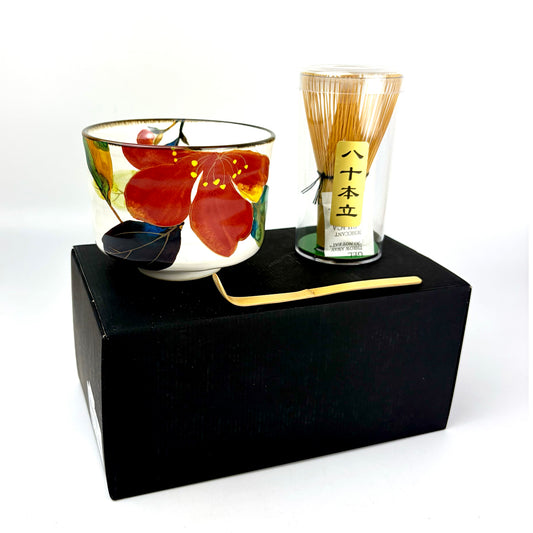 Matcha Set with Sazanka Flower Matcha Bowl