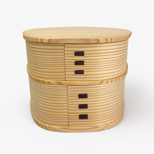Two-Tiered Wooden Lunch Bento Box (4.75"D)