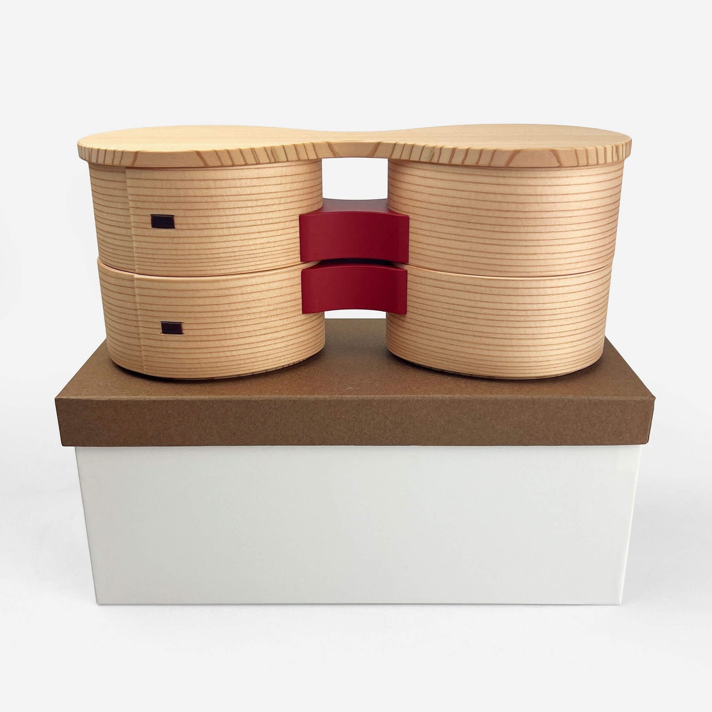 Two-Tiered Wooden Lunch Bento Box (3.5"x3")