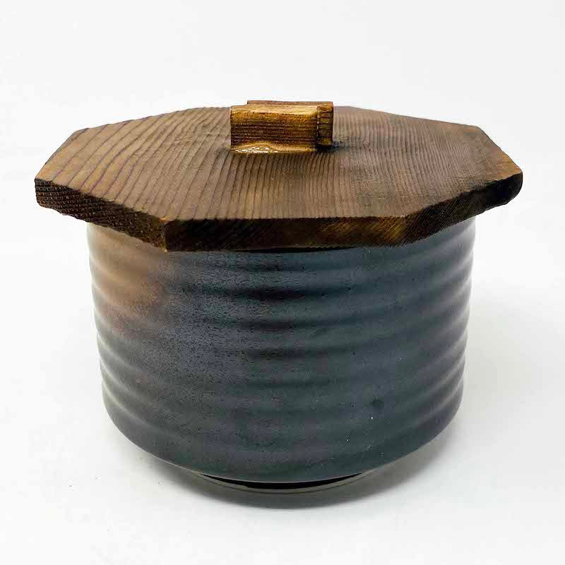 Rice Bowl w/Wooden Cover (4"D x 3"H) image 0