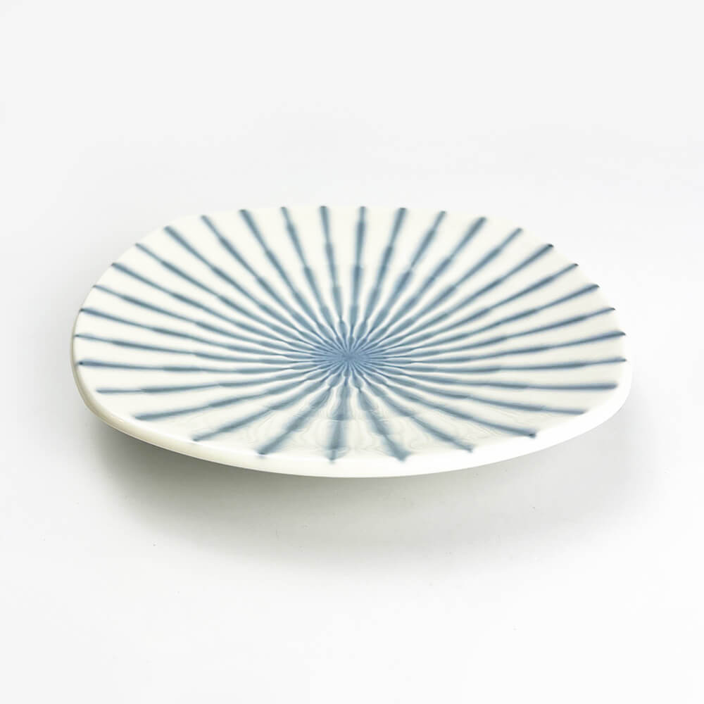 Blue and White Stripe Medium SQ. Plate (7.25"D) image 1