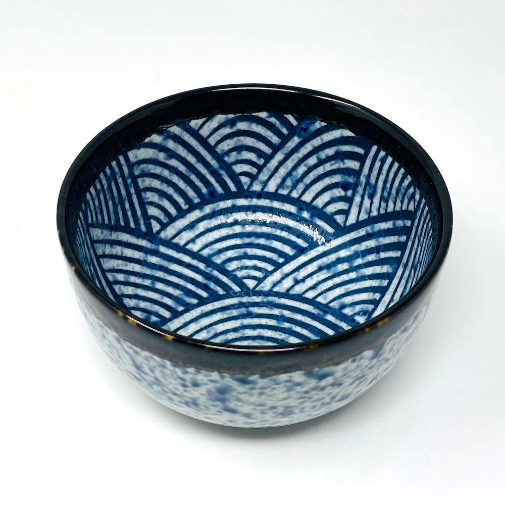 Navy Blue Seigaiha Tayo Bowl (5"D) image 1