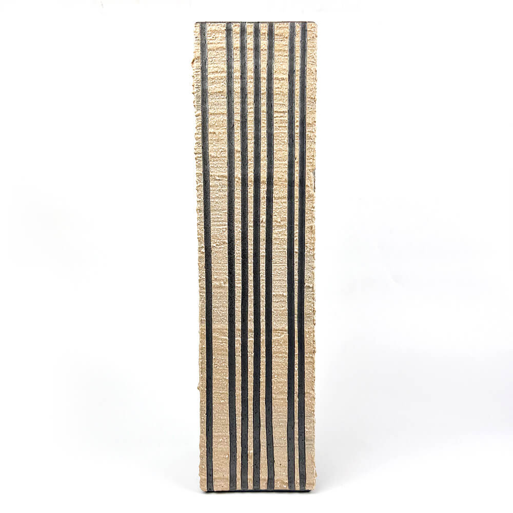 Shigaraki Rectangular Striped Pattern Vase (14.75"H) image 1