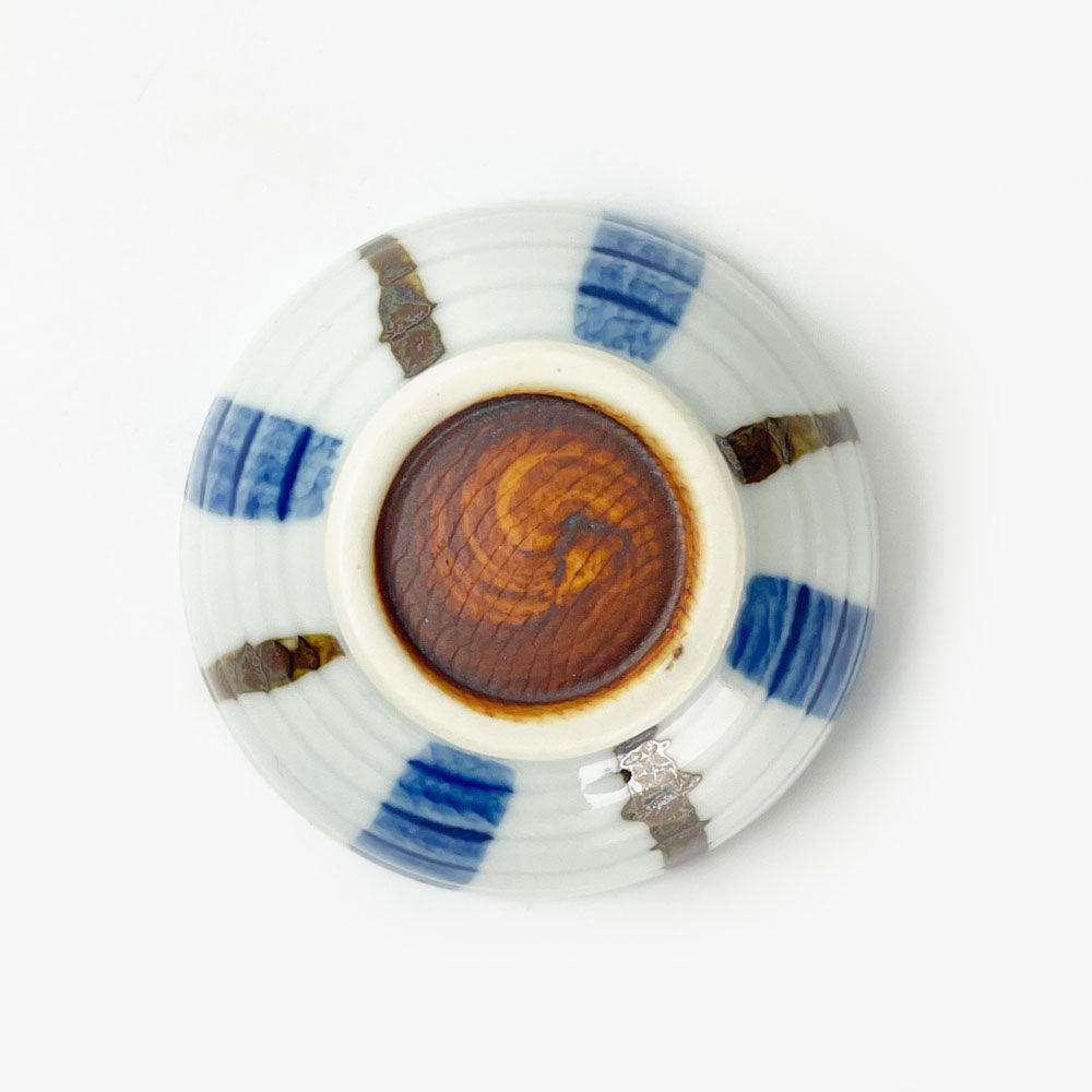 Small Chinmi Dish Blue and Brown Stripe (2.5"D) image 2