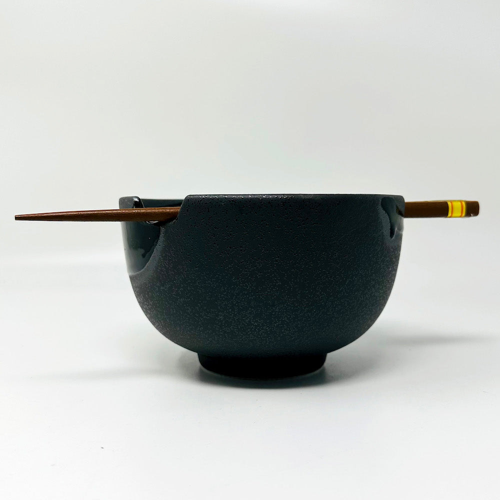 Pair Bowl w/ Chopsticks Irogawari Glass Nagashi (6"D) image 6