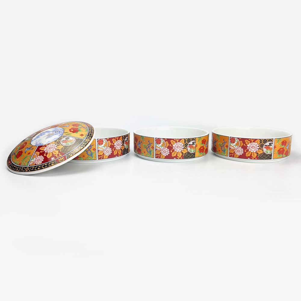 Mino-yaki Jubako 3-Tiered Box (5.5"D x 5.25"H) image 7