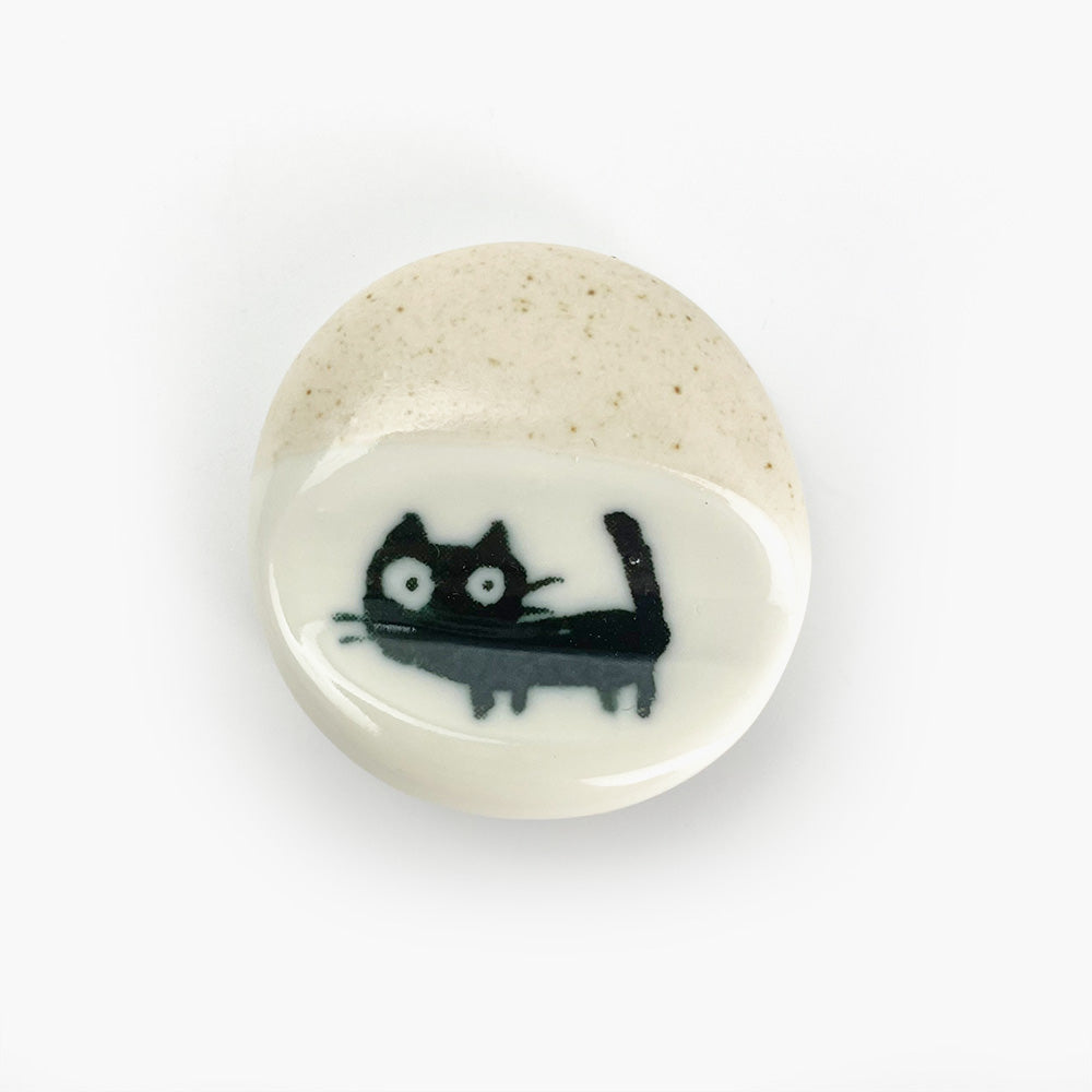 Chopstick Rest Black Cat White (1.5"D) image 0