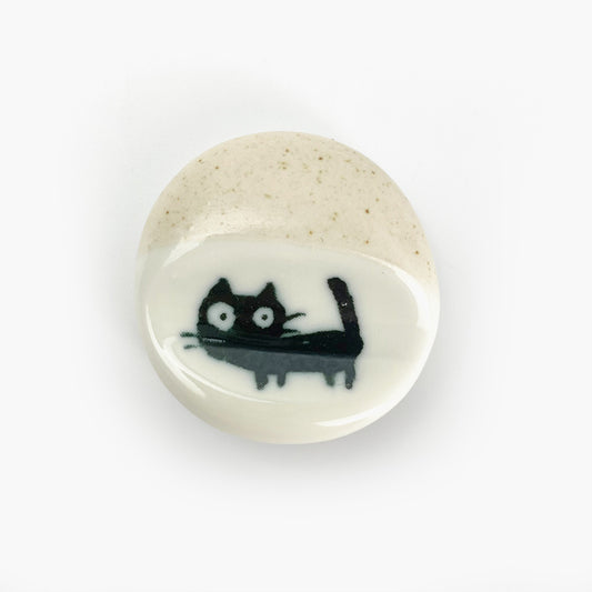 Chopstick Rest Black Cat White (1.5"D) image 0