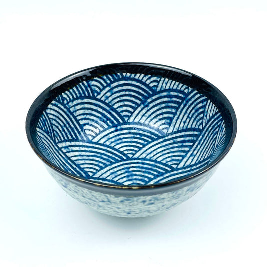 Navy Blue Seigaiha Bowl (6.75"D) image 0