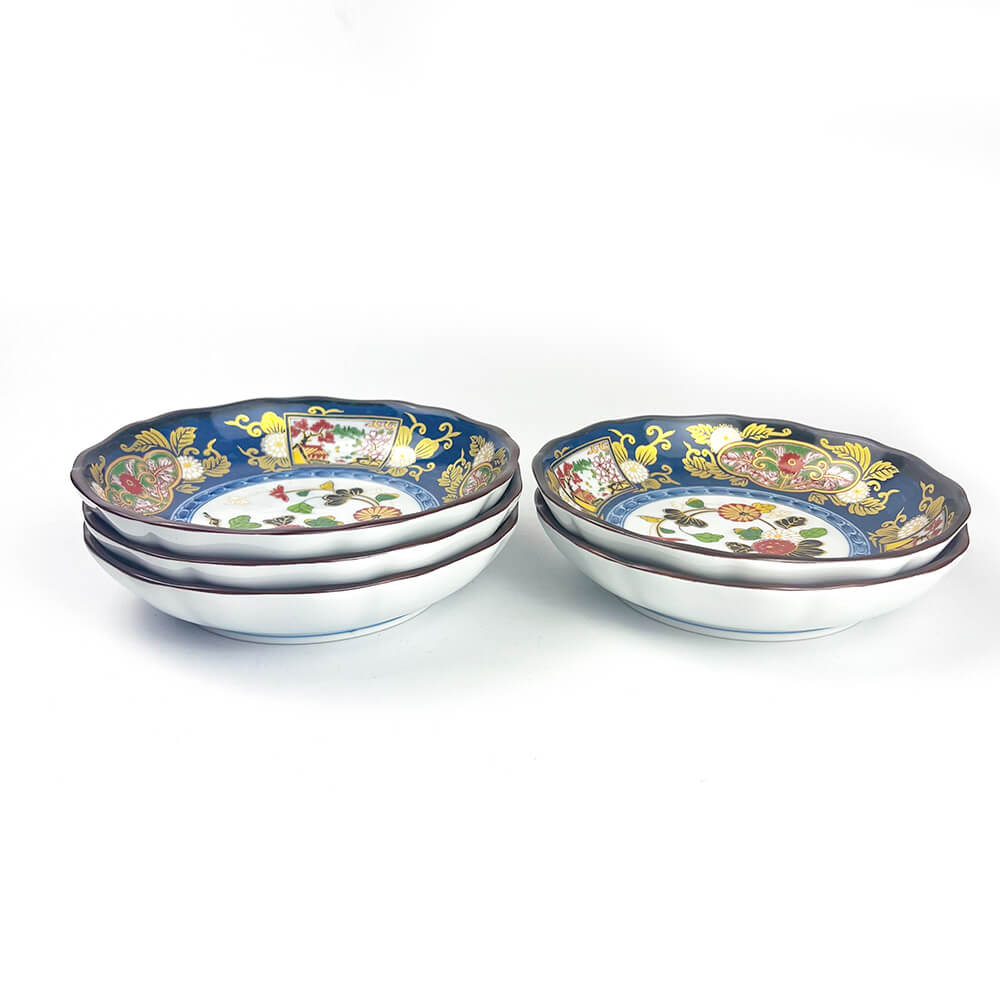 Arita Koimari Kinsai Gold Blue Dish Set of 5 image 7