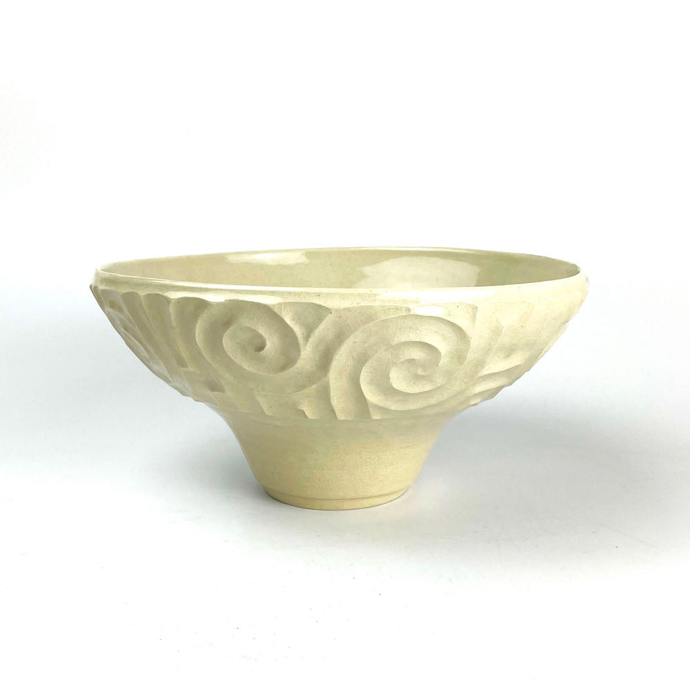 Bowl Jyomon White by Yasuko Maeda (8.75"D) image 0