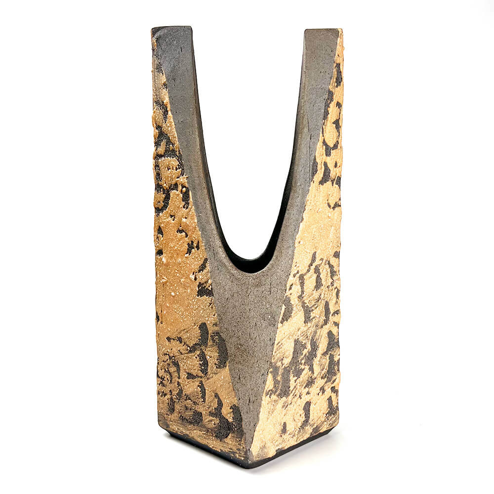 Shigaraki Gray and Orange Vase (12"H) image 2