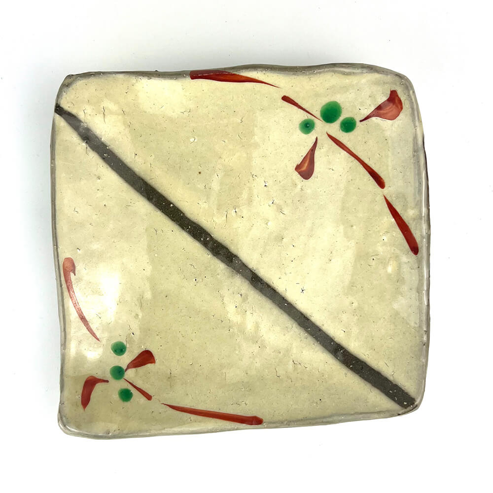 Sq. Plate Akae with Foot by Enokida (7.5"D) image 1