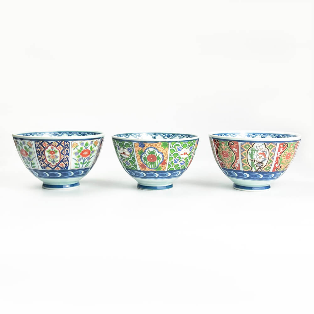Arita Koimari Chrysanthemum Rice Bowl Set of 5 (4.75"D¼ image 3