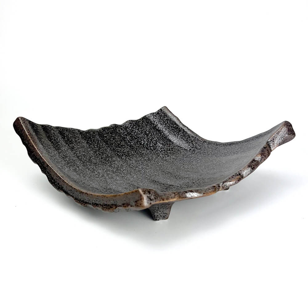 Footed Plate Kawara Ibushi Black (10" x 8") image 0