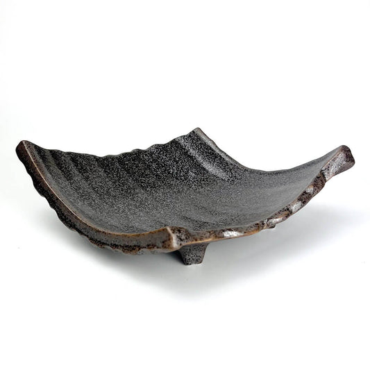 Footed Plate Kawara Ibushi Black (10" x 8") image 0