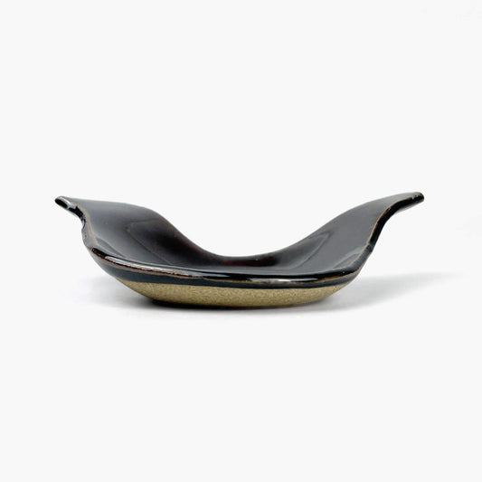 Mamezara Dish Bird Brown (4.5" x 3.5") by Keishuugama image 1