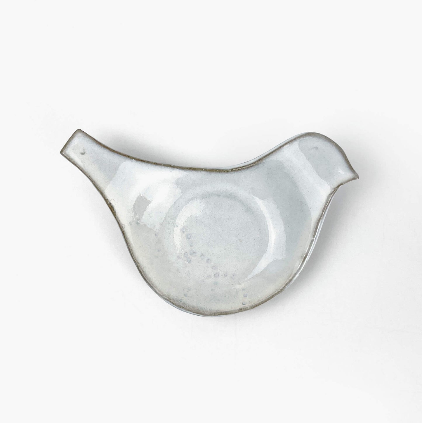 Mamezara Dish Bird White (4.5" x 3.5") by Keishuugama image 2