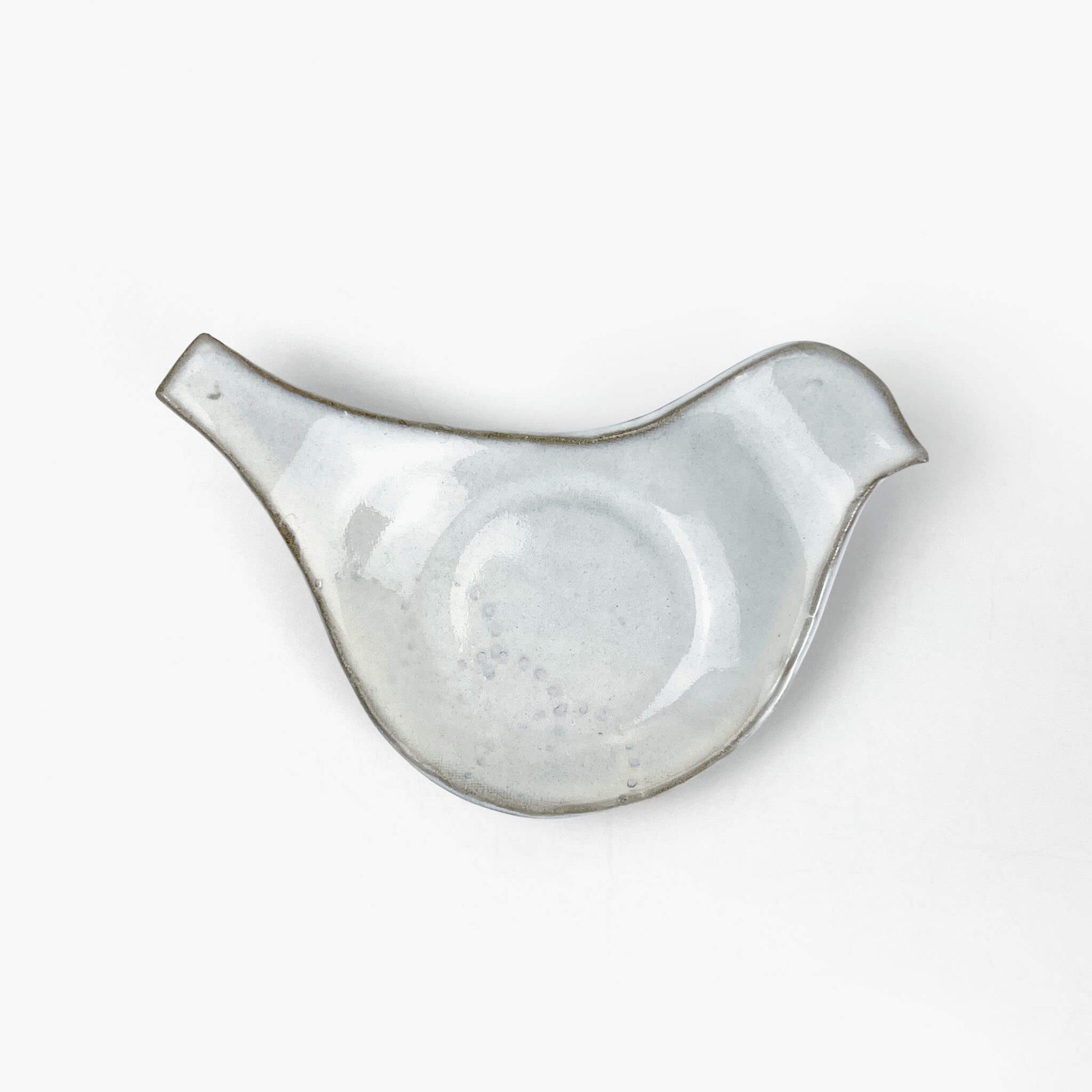 Mamezara Dish Bird White (4.5" x 3.5") by Keishuugama image 2