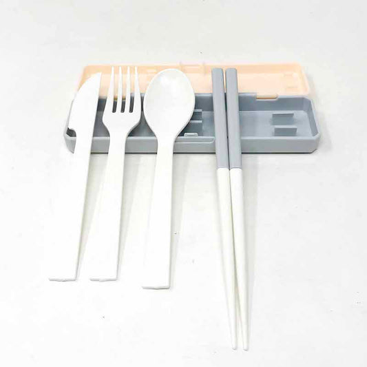 4pcs Portable Travel Cutlery Set Pink (6.75" x 1.75") image 1
