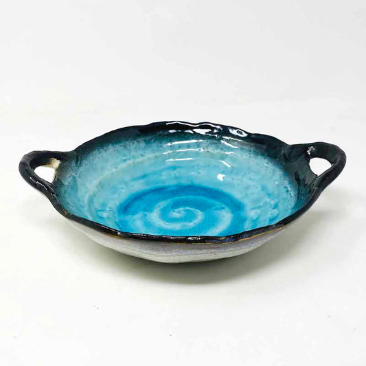 Bowl With Handles Turquoise (10"D ) image 0