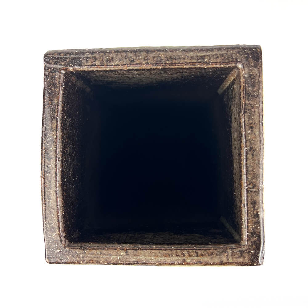 Shigaraki Rectangular Square Pattern Vase (14.75"H) image 5