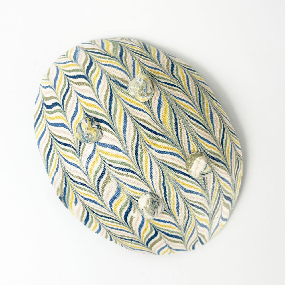 Small Footed Dish Nerikomi Yagasuri (4.5" x 3.5") image 3