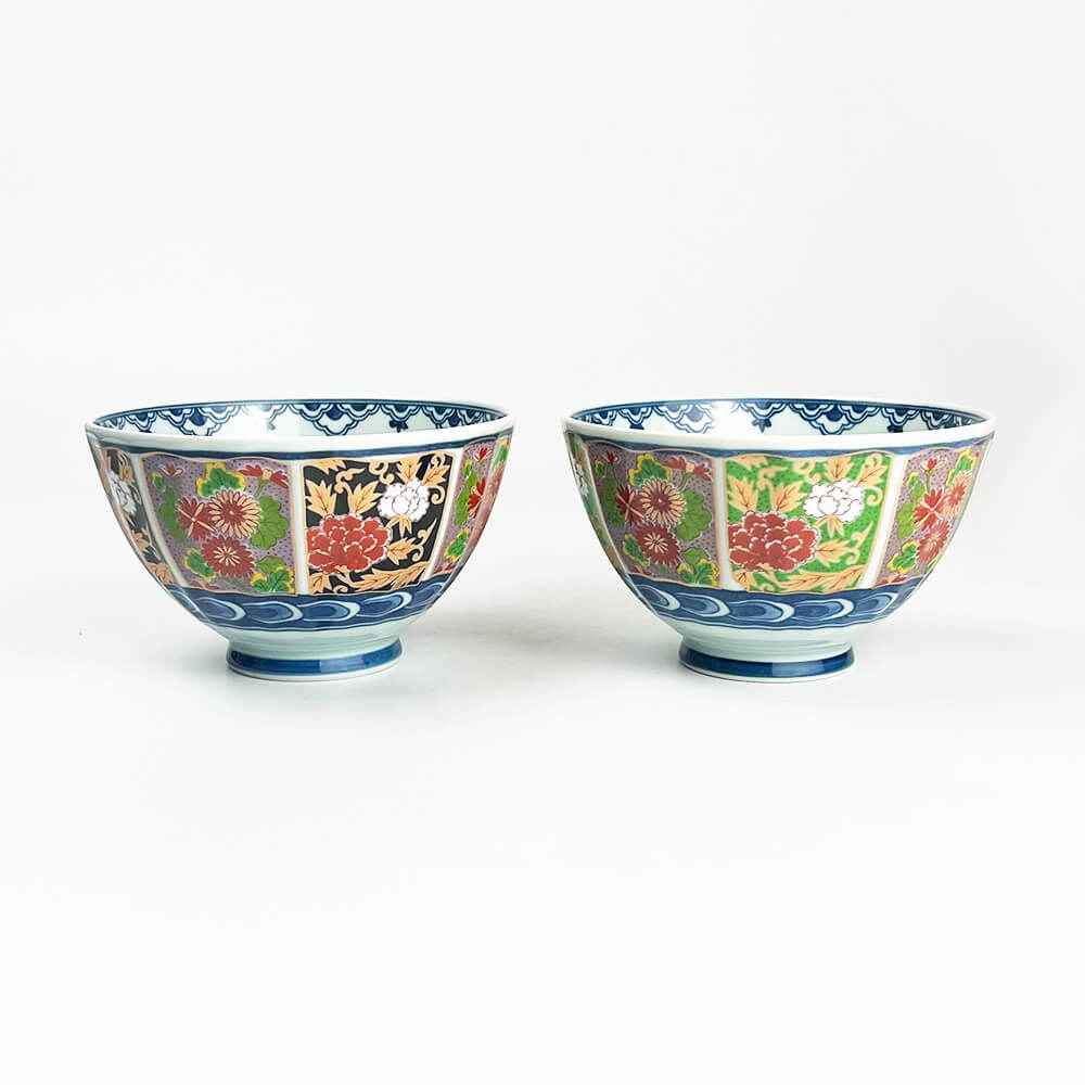 Arita Koimari Chrysanthemum Rice Bowl Set of 5 (4.75"D¼ image 4