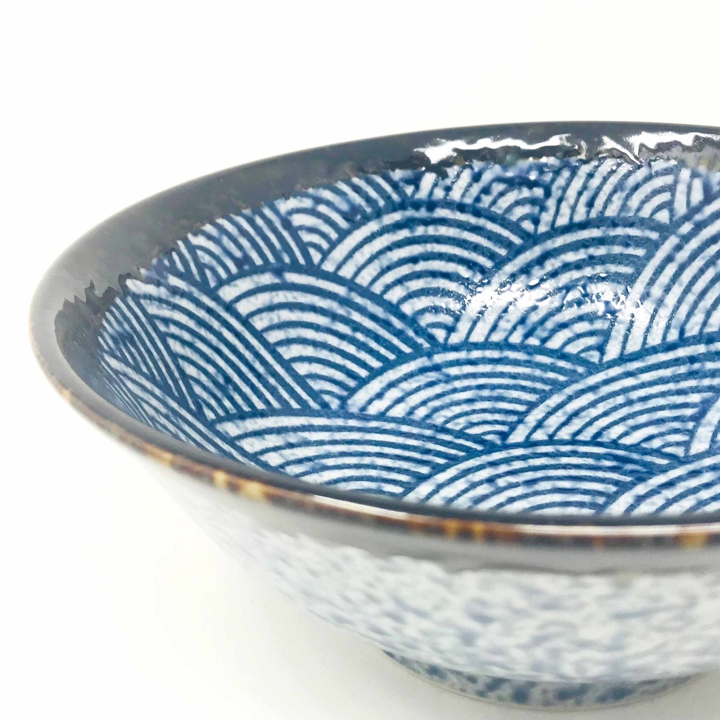 Navy Blue Seigaiha Ramen Bowl  (8.25″D) image 1