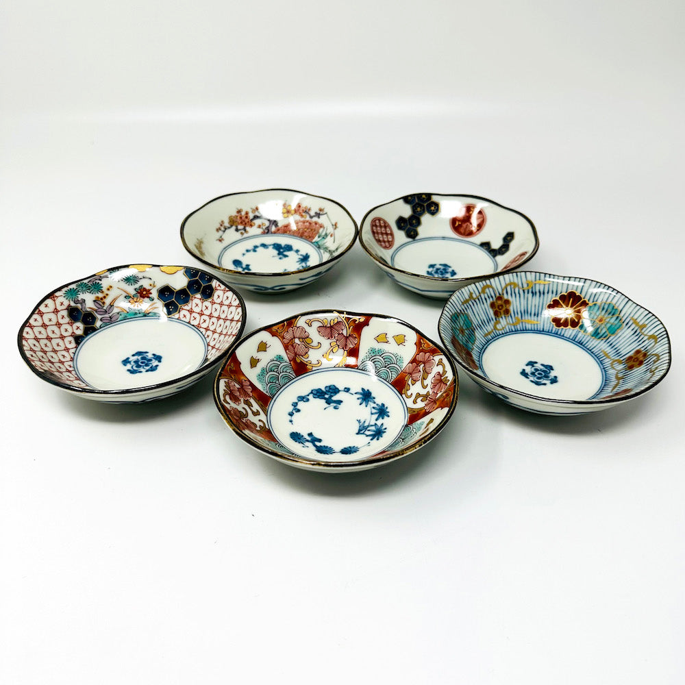 Mino Somenishiki Imari Kobachi Dish Set of 5  (4.25"D) image 1
