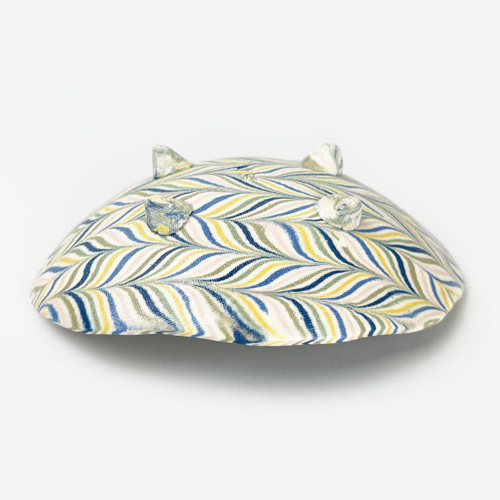 Small Footed Dish Nerikomi Yagasuri (4.5" x 3.5") image 2