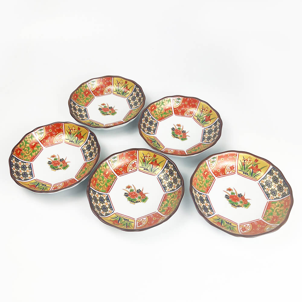 Arita Koimari Kinsai Gold Red Dish Set of 5 image 2
