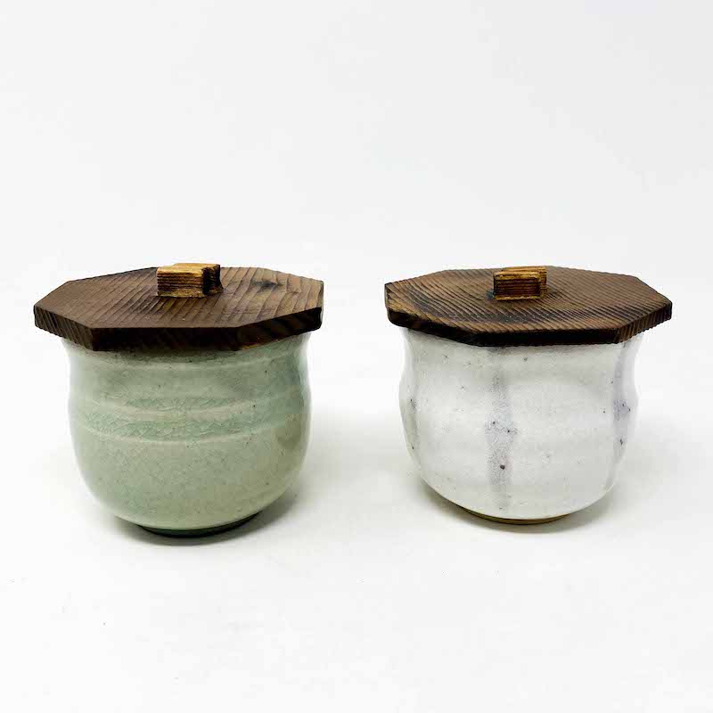 Mushiwan w/Wooden Cover White (3"x 2.5"H) image 1