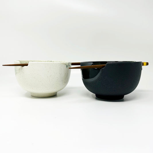 Pair Bowl w/ Chopsticks Irogawari Glass Nagashi (6"D) image 1