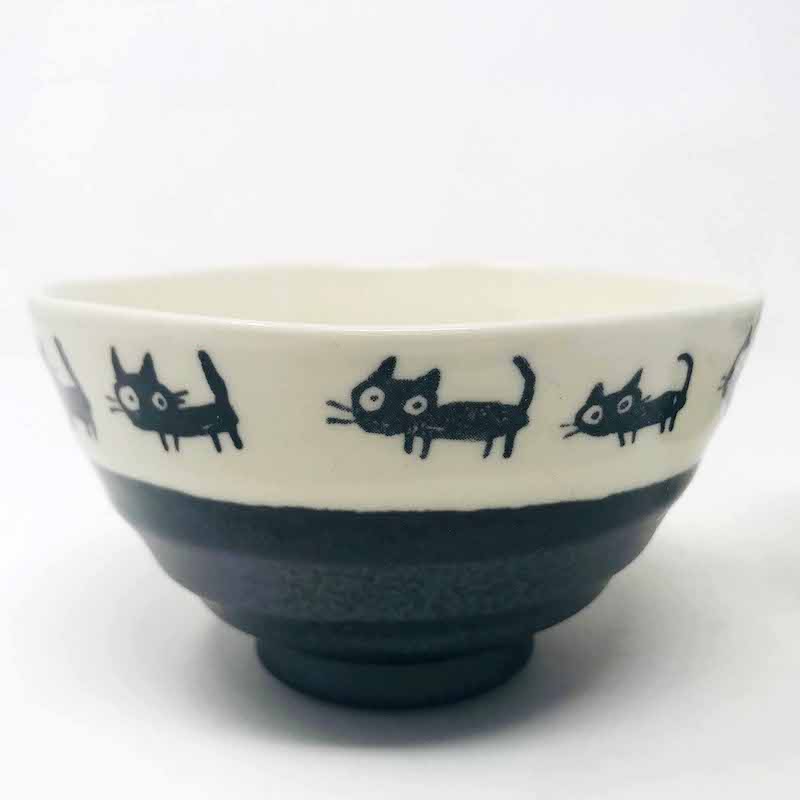 Rice Bowl Set of 2 Black Cat image 1