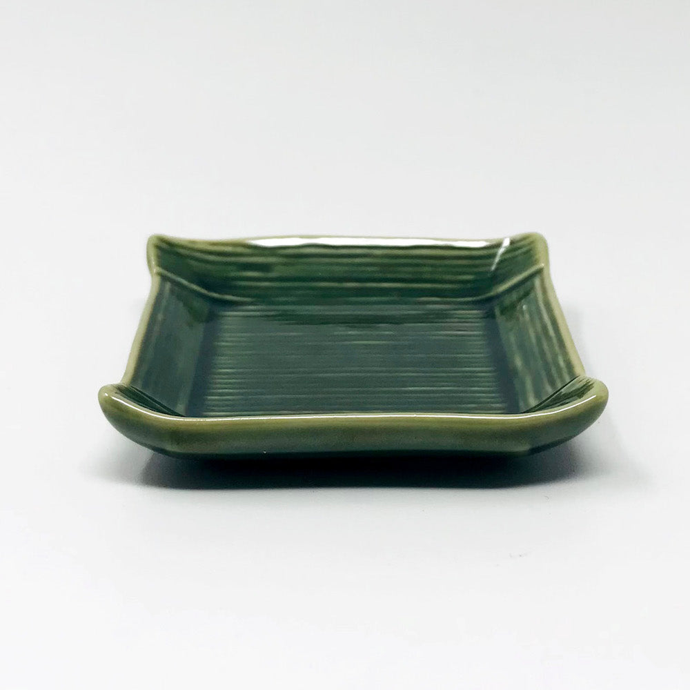 Small ChimiDish/ Chopstick Rest Oribe Koyori (2"D) image 0