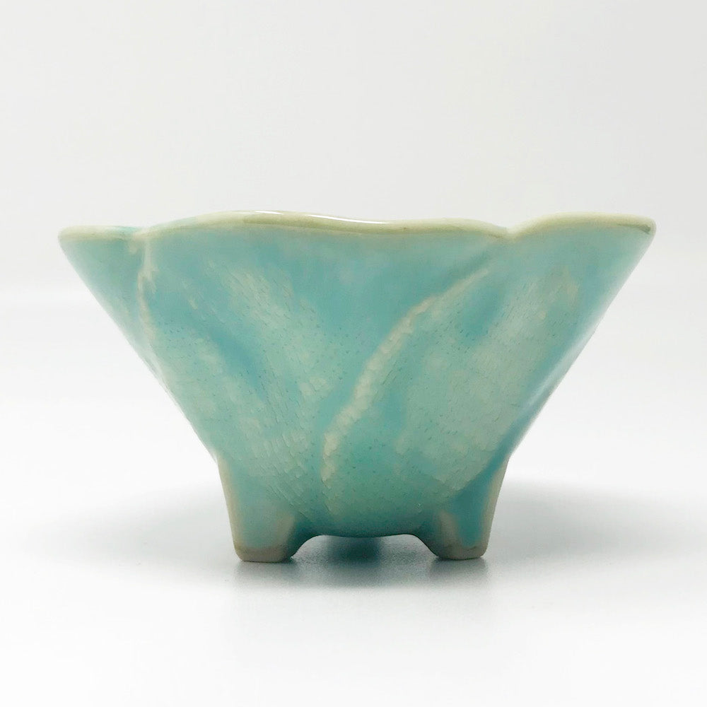 Footed  Kobachi Flower Dish Green (3.25"D) image 5