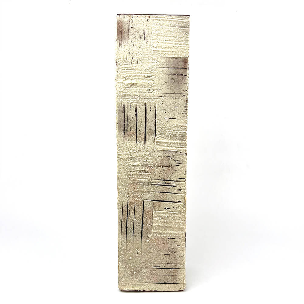 Shigaraki Rectangular Square Pattern Vase (14.75"H) image 0
