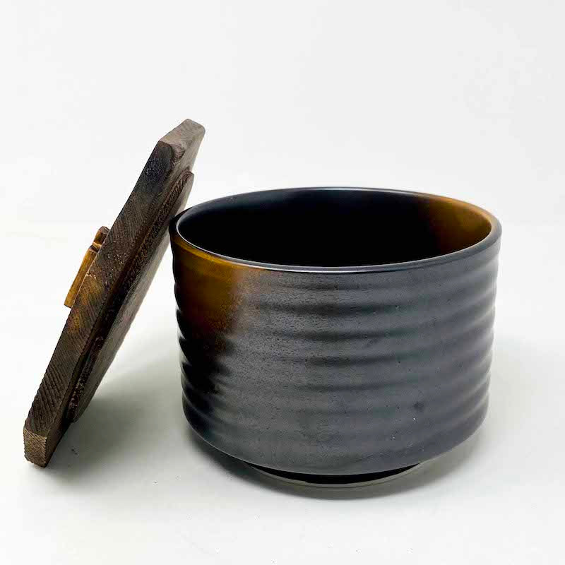 Rice Bowl w/Wooden Cover (4"D x 3"H) image 1