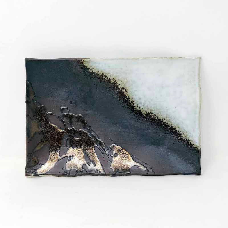 Hakuyu Nagashi Rec.Plate  白釉流し (9"x6") image 0